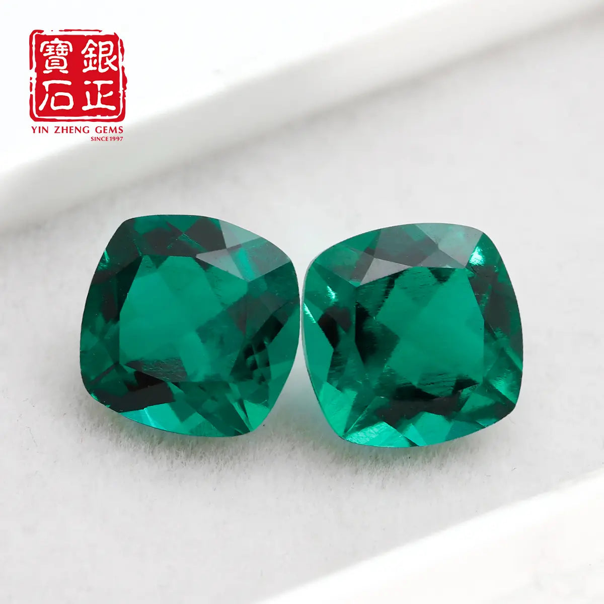 Lab Grown Zambian Emerald  Cushion Cut