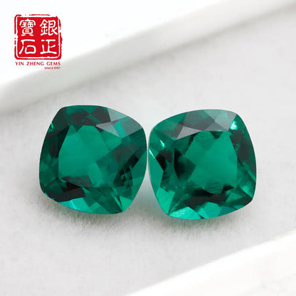 Hydrothermal Cushion Cut Lab Zambian Emerald