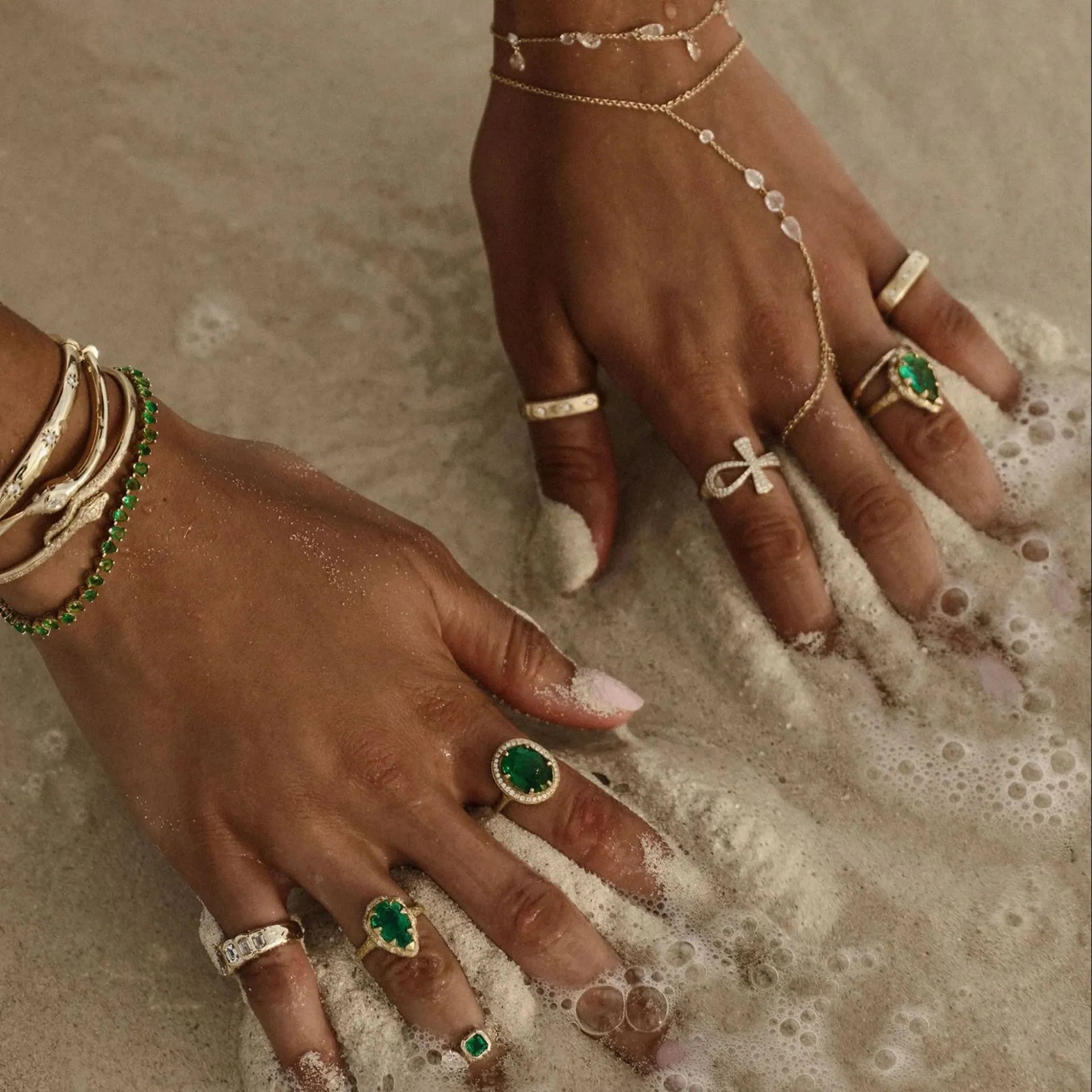 Luxury Large Carat Lab Grown Zambian Emerald Set| 18K Gold Plated S925 Silver Earrings Ring Necklace