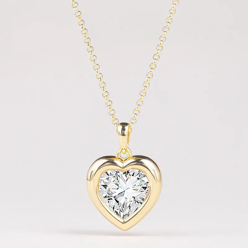 Bezel Set 4CT Moissanite Pendant Necklace S925 Silver