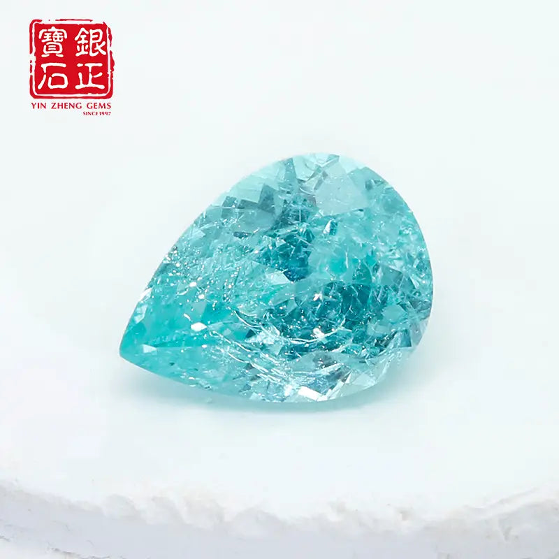Czochralski Lab Grown Crushed Ice Paraiba Pear Shape