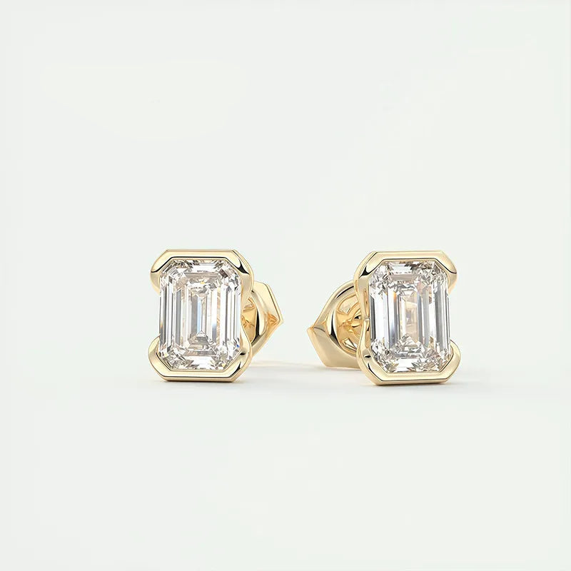 Dainty Versatile 2CT Moissanite Stud Earrings for Women |S925 Sterling Silver With 18K Gold Plated