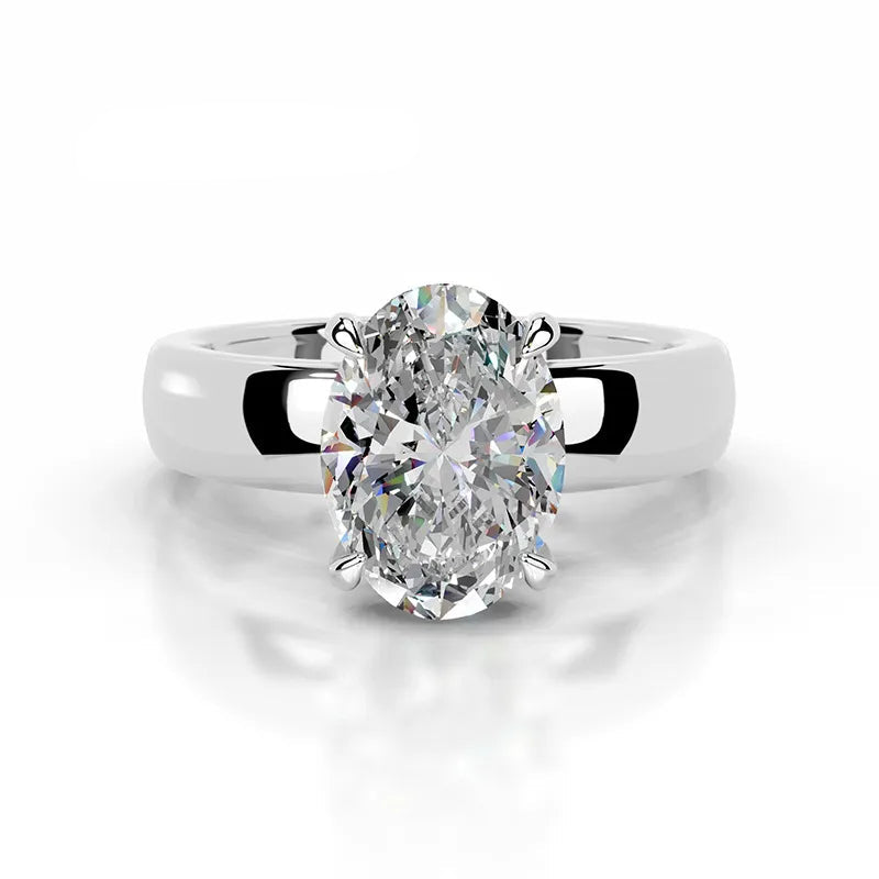 Luxury Wide Band 2CT Moissanite Wedding Ring| S925 Sterling Silver Plated 18K Gold Elegant Daily Jewelry