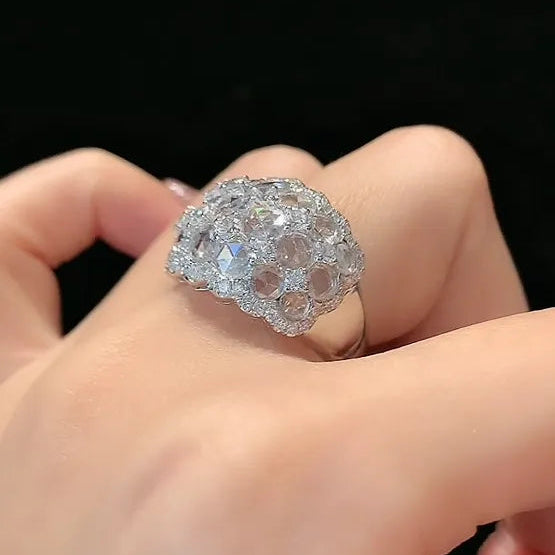 18K Gold Rose‑Cut Lab Grown Diamond Ring D Color Large Carat