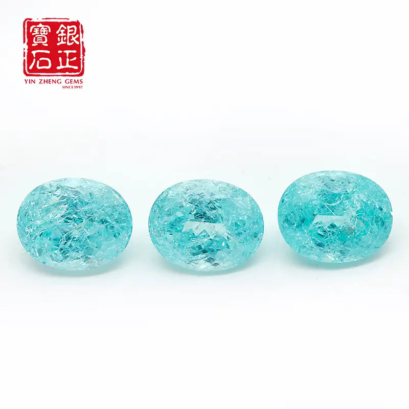 Czochralski Lab Grown Crushed Ice Paraiba Ova Shape