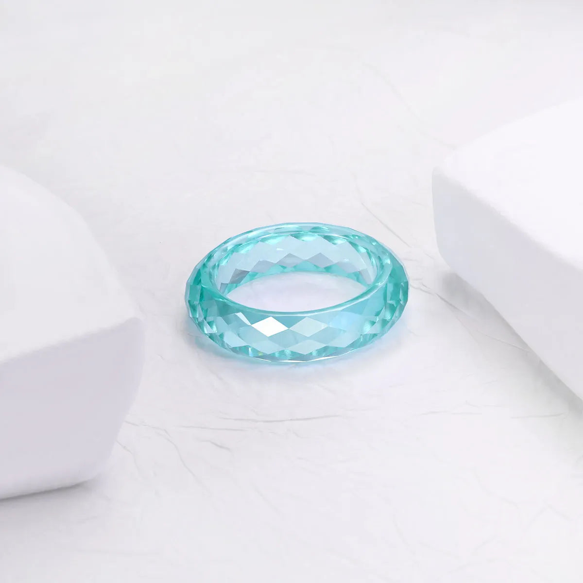 Solid Faceted Lab Grown Paraiba Band Ring All-Gem Zero Metal Fashion Ring| Customizable Unisex Finger Jewelry for Men & Women