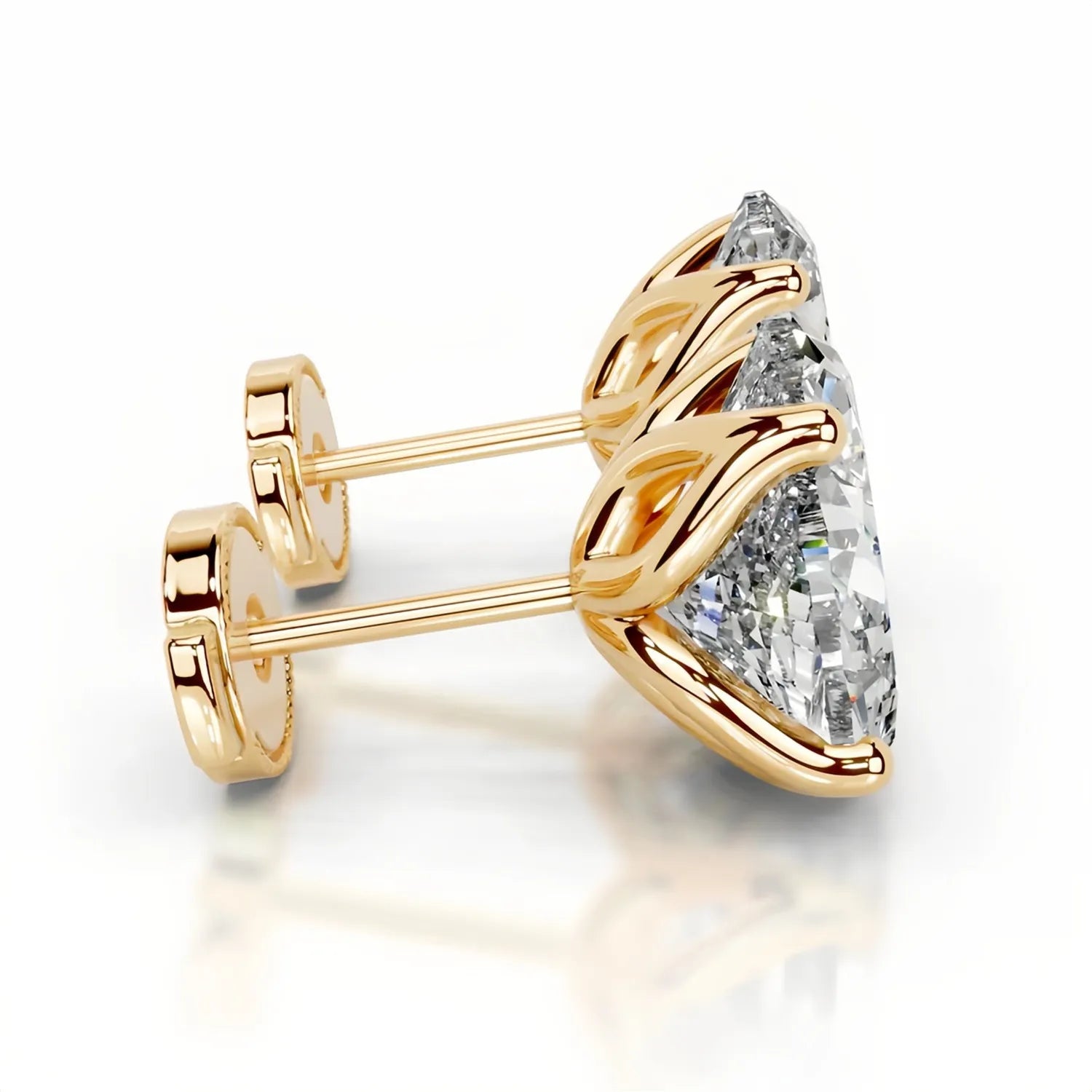 1CT Moissanite Stud Earrings | Tulip Four-Prong S925 Silver 18K Gold Plated