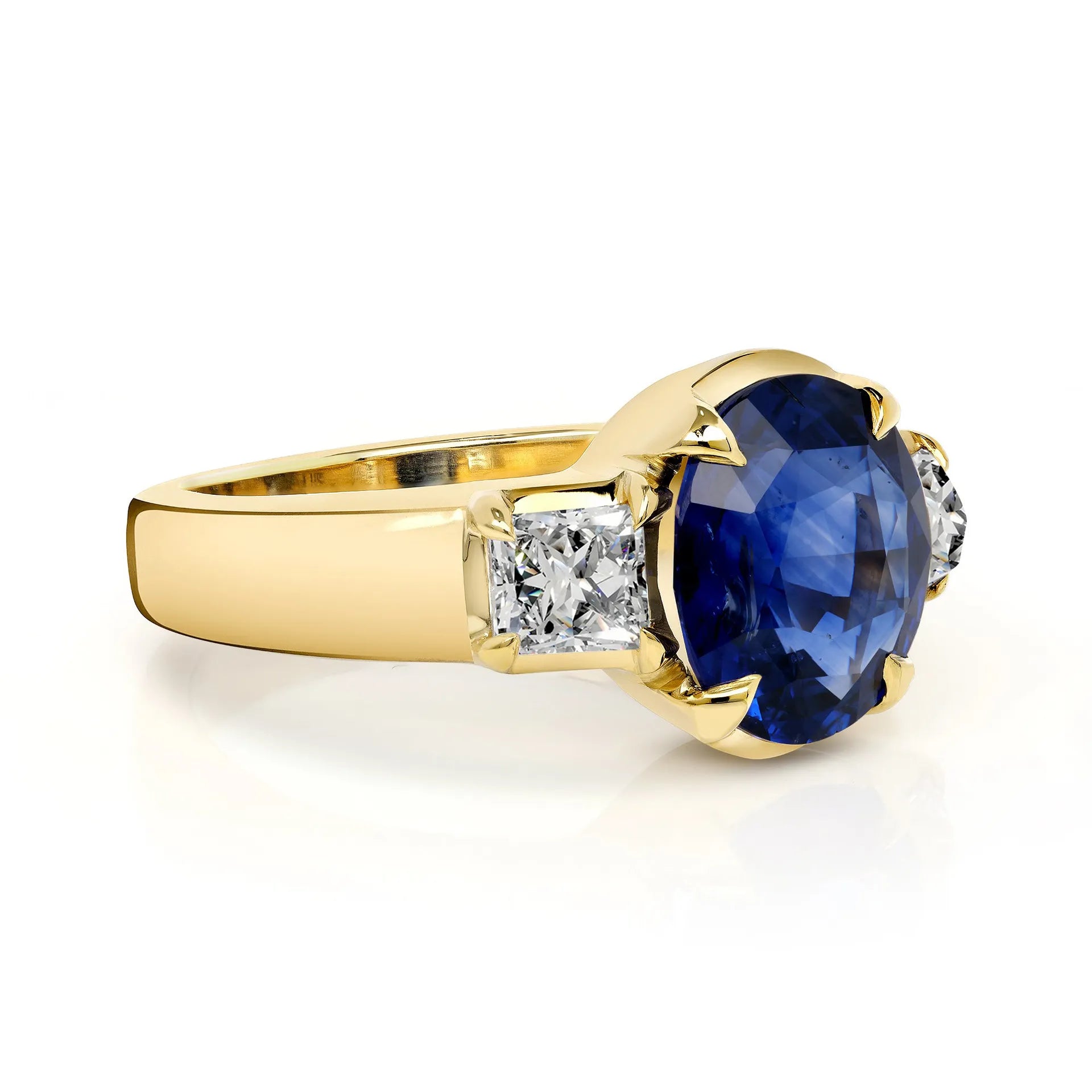 Luxury Lab Grown Emerald & Blue Sapphire Color Gemstone Ring| 18K Gold Plated S925 Sterling Silver