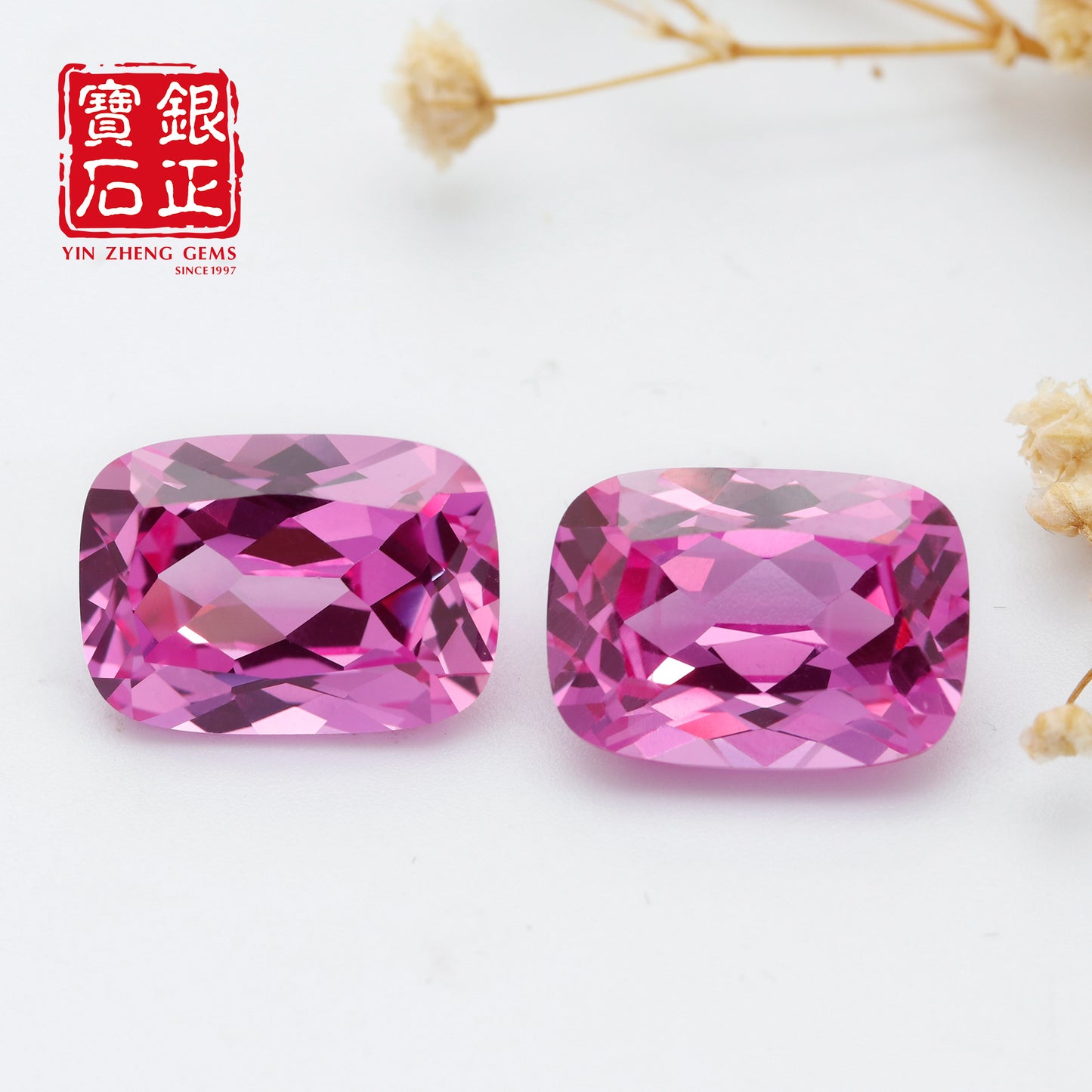 Flame Melted Pink Sapphire Stone Cushion Shape