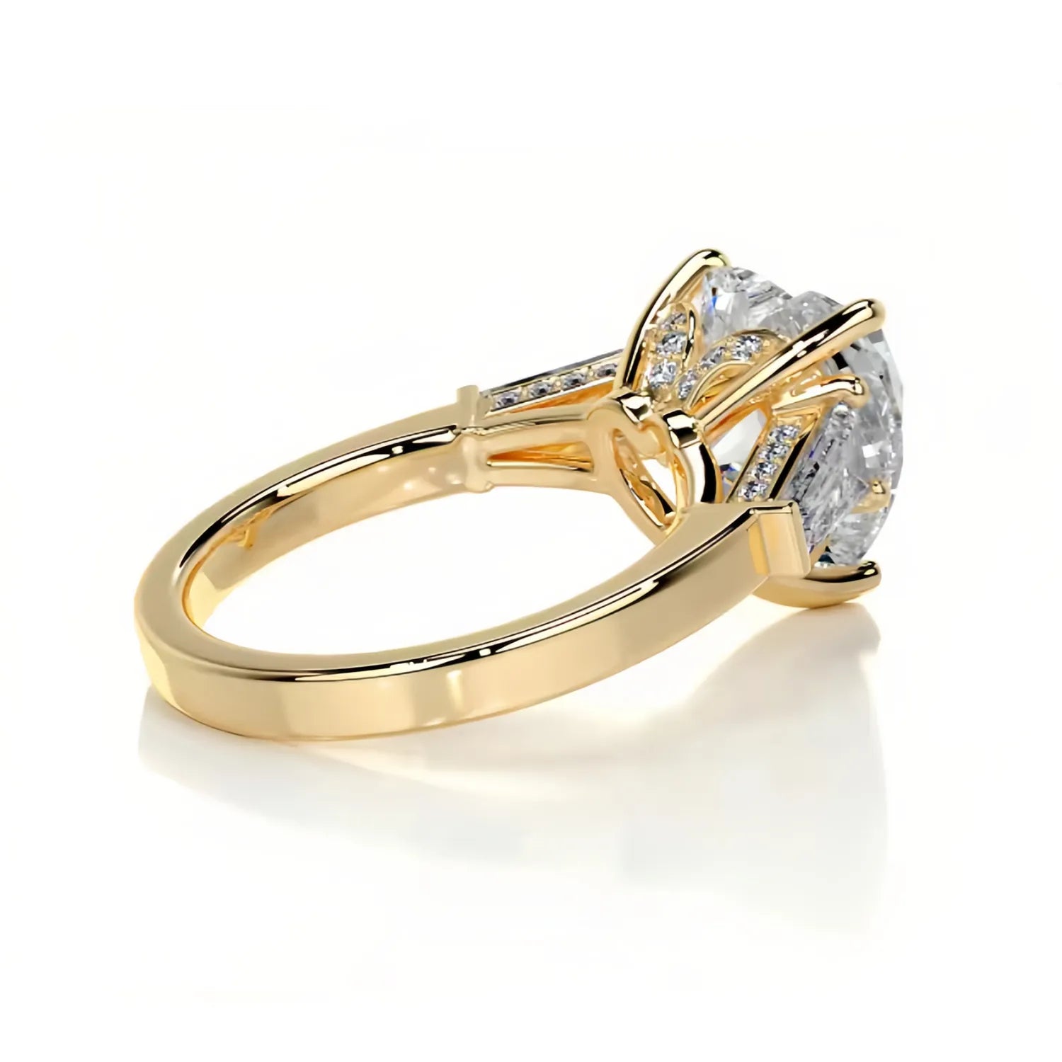 Luxury Large Carat Three Stone Moissanite Wedding Ring
