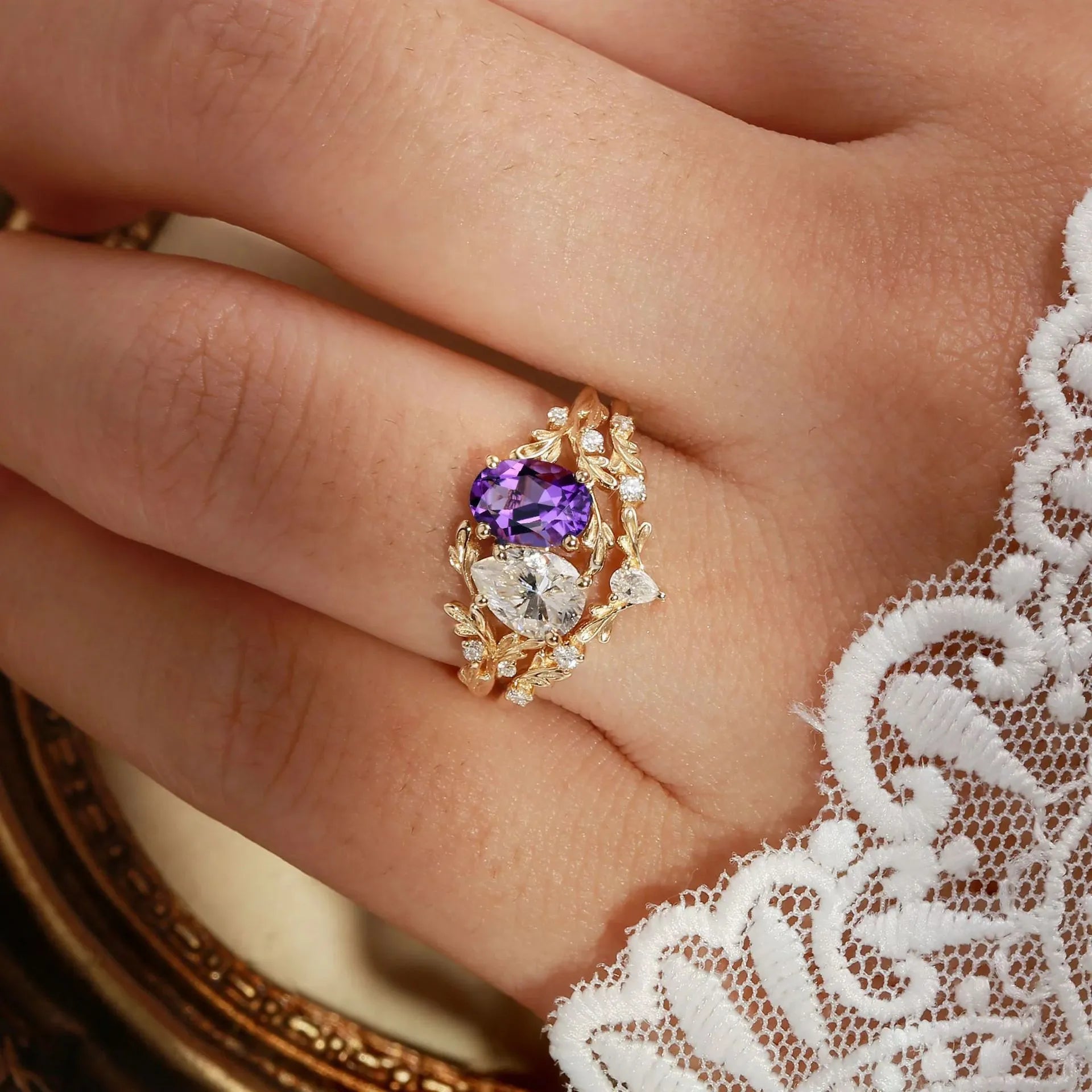 Dainty Floral Stackable Wedding Ring 3 Styles