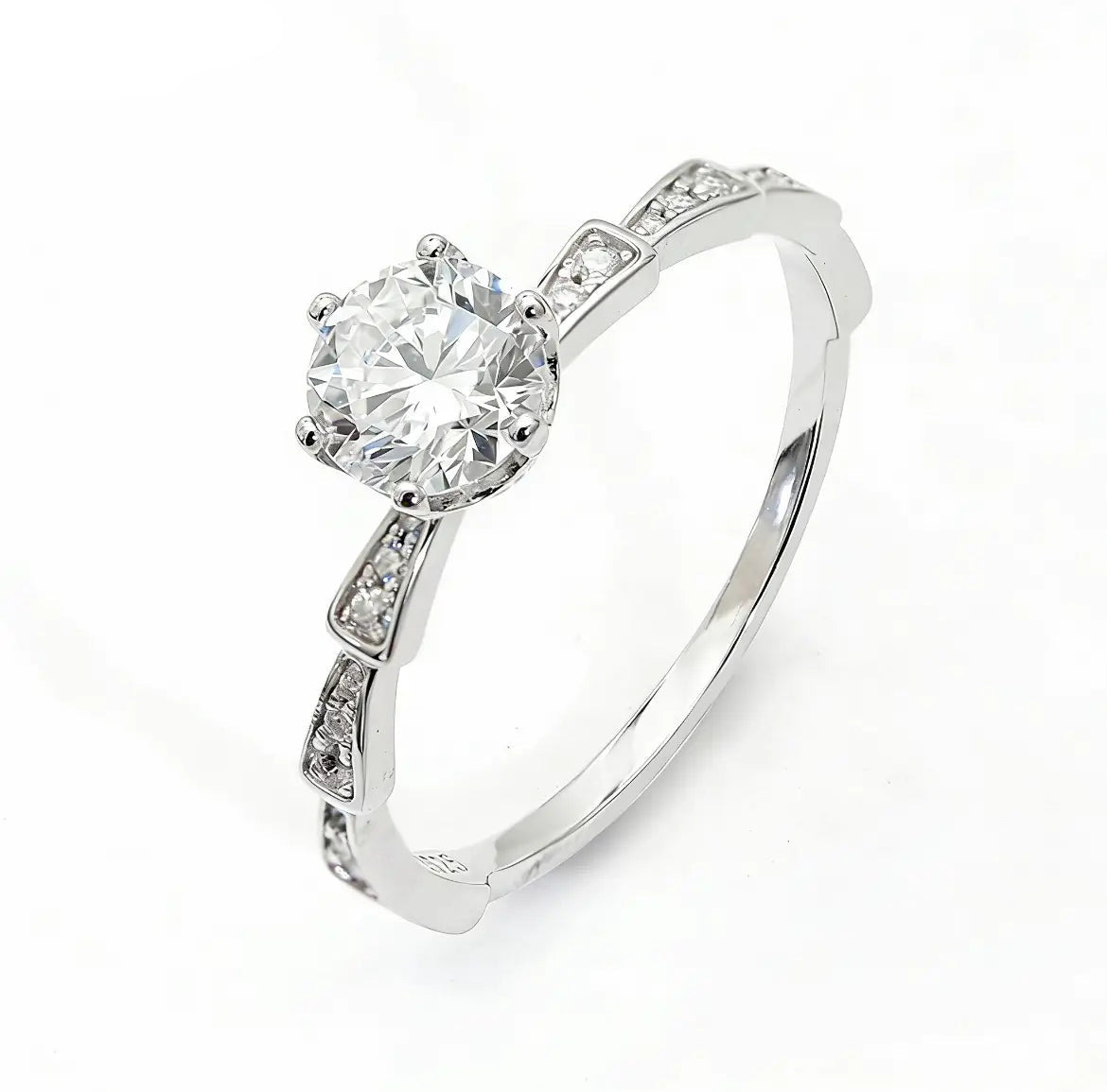 S925 Silver Light Luxury Snake-shaped 1ct Lab Grown Diamond Six-prong Ring