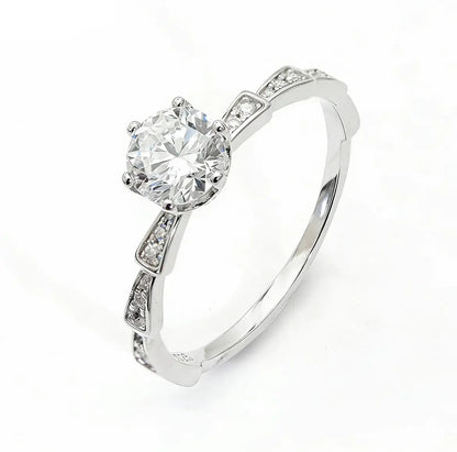 S925 Silver Light Luxury Snake-shaped 1ct Lab Grown Diamond Six-prong Ring