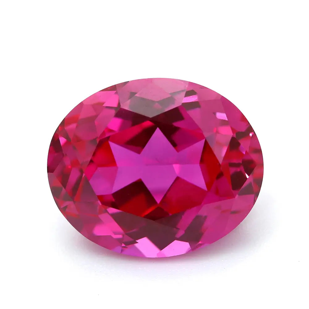 Flame Melted Lab Grown Rubellite Oval Shape