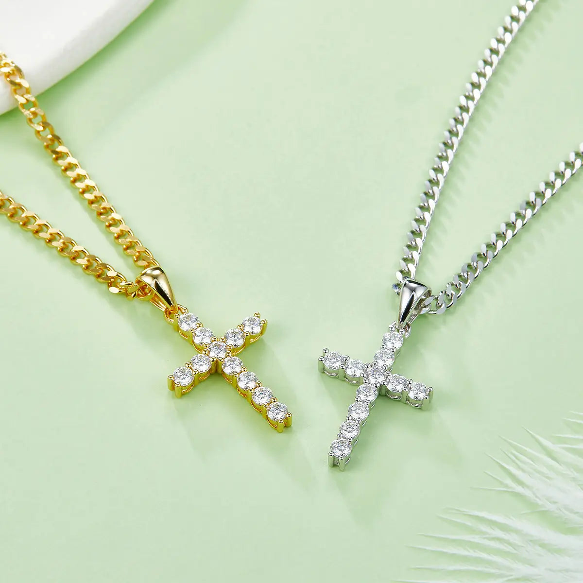 Classic Cross Necklace - S925 Silver Pendant with Moissanite Diamond