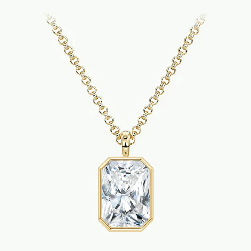 Luxury Dainty 1/2/3CT Full Bezel Moissanite Clavicle Necklace | S925 Silver With 18K Gold Plated