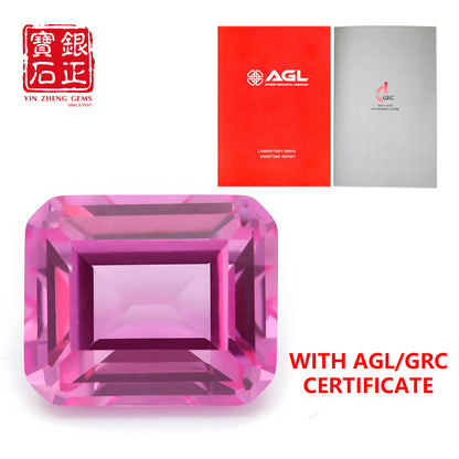 Flame Melted Pink Sapphire Emerald Cut