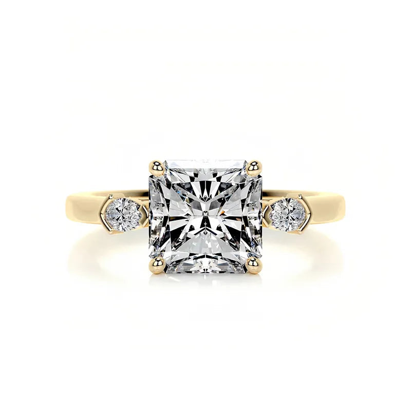 Luxury Large Carat Three Stone Moissanite Wedding Ring