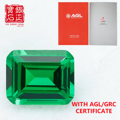 Flame Melted Lab Grown Tsavorite Emerald Cut