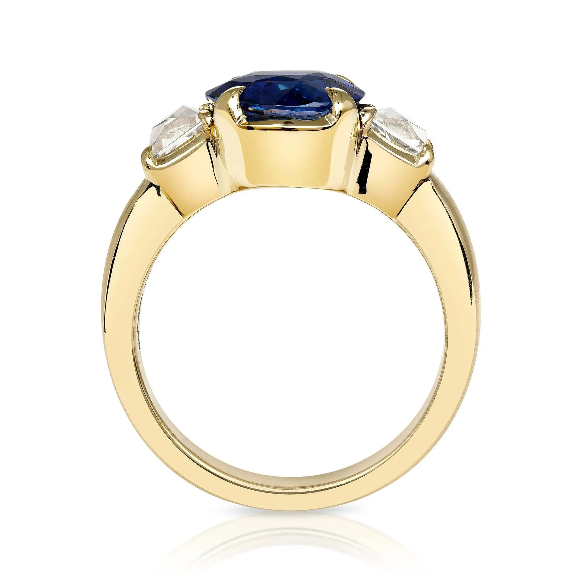 Luxury Lab Grown Emerald & Blue Sapphire Color Gemstone Ring| 18K Gold Plated S925 Sterling Silver