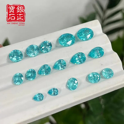 Czochralski Lab Grown Crushed Ice Paraiba Pear Shape