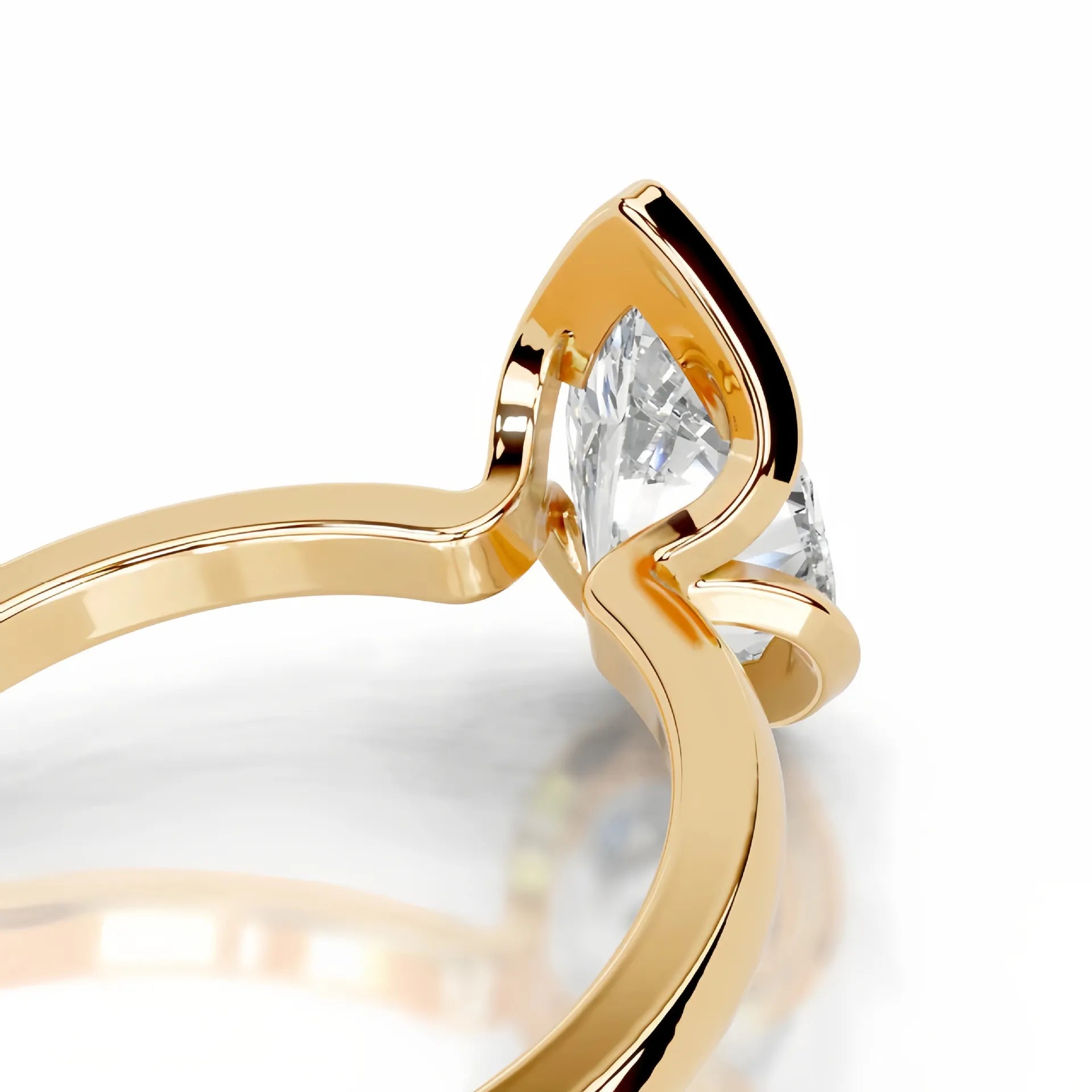 18K Gold Plated S925 Silver Half Bezel D Color 2CT Moissanite Wedding Ring