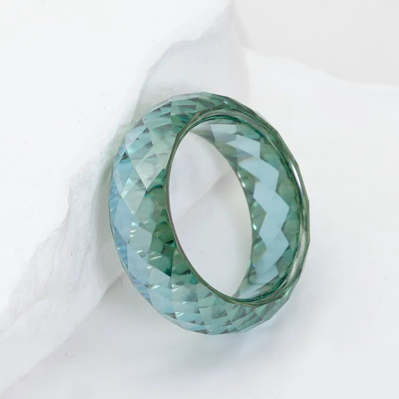 Multi-Color Faceted Moissanite Ring White & Green Moissanite Fashion Band| Customizable Gemstone Jewelry For Men Women