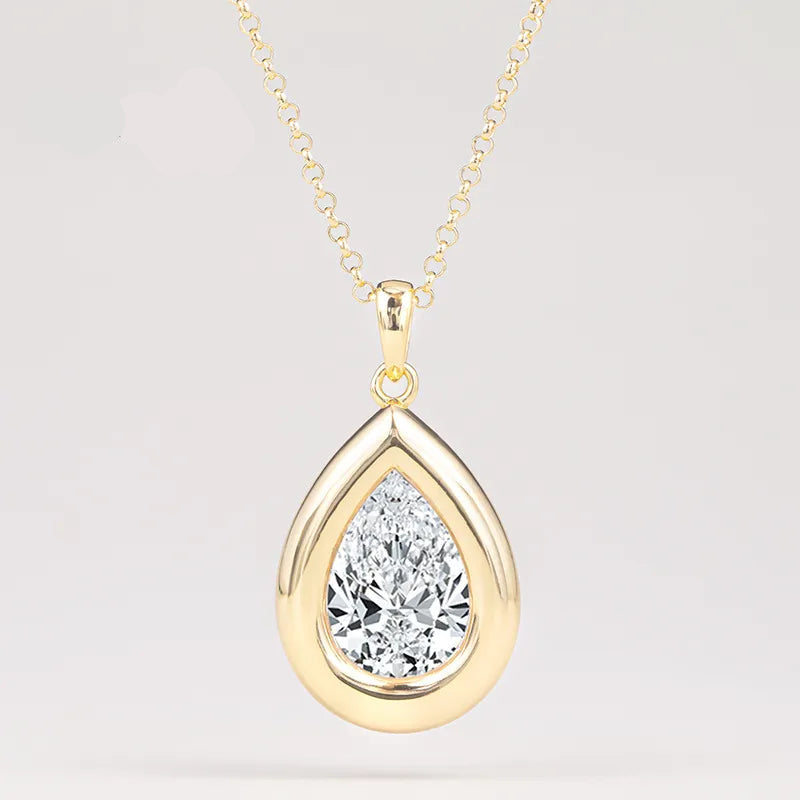 Bezel Set 4CT Moissanite Pendant Necklace S925 Silver
