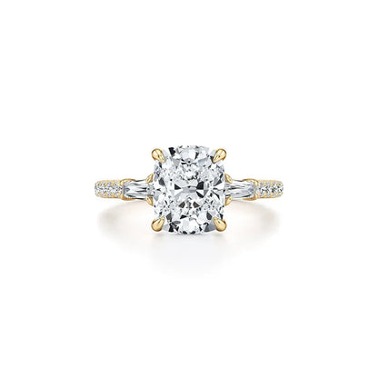 2CT Three Stone Moissanite Ring Women | 18K Gold Plated S925 Silver Luxury Engagement Ring