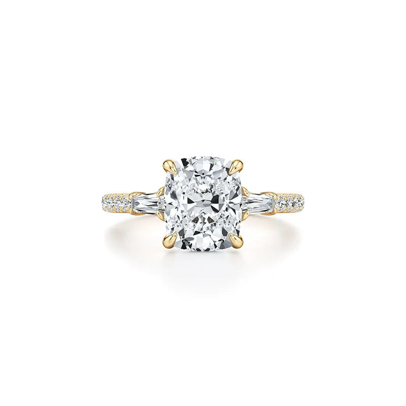 2CT Three Stone Moissanite Ring Women | 18K Gold Plated S925 Silver Luxury Engagement Ring