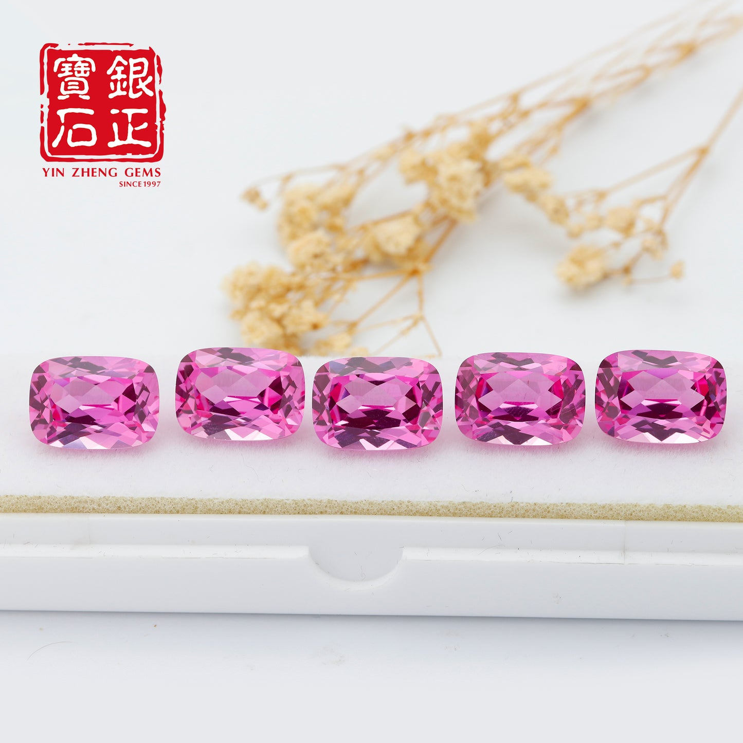 Flame Melted Pink Sapphire Stone Cushion Shape