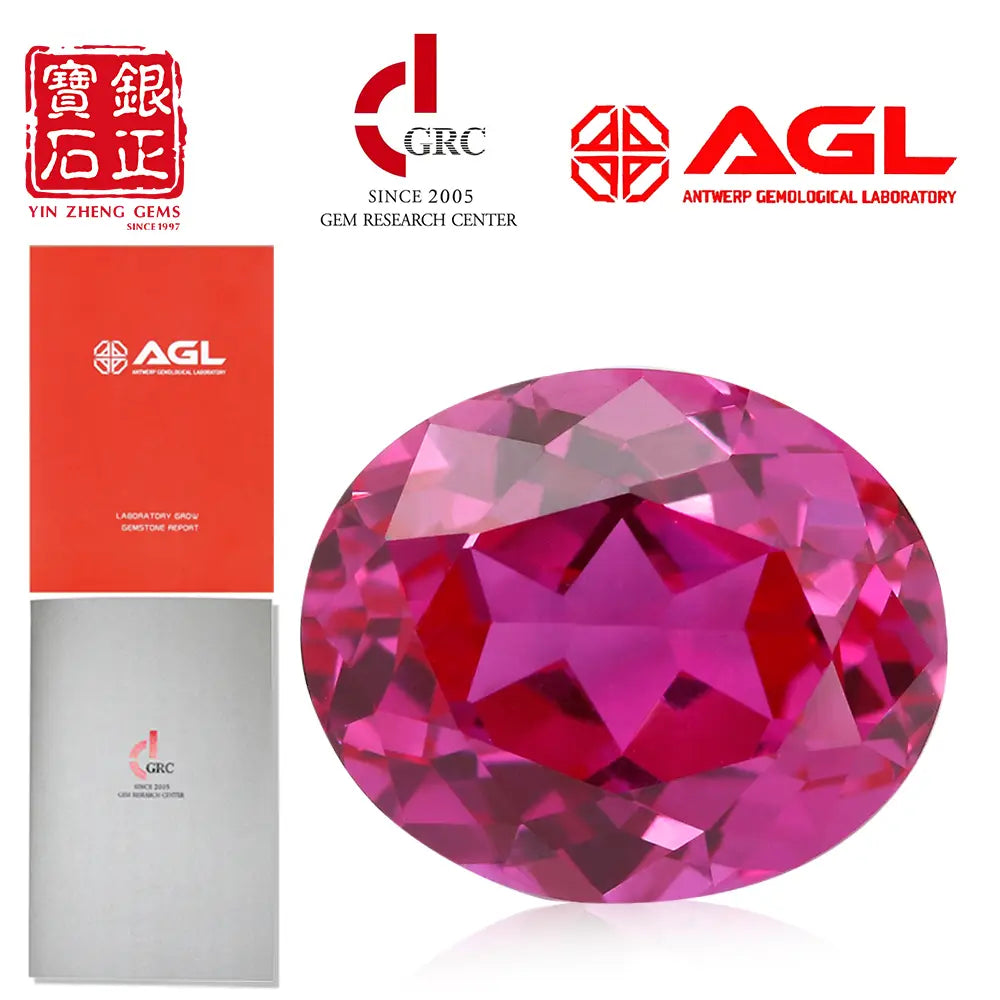 Flame Melted Lab Grown Rubellite Oval Shape