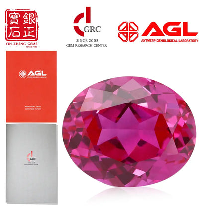 Flame Melted Lab Grown Rubellite Oval Shape
