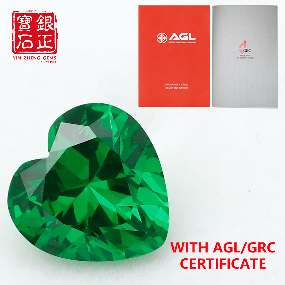 Flame Melted Lab Grown Tsavorite Heart Shape