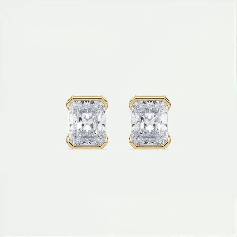 Dainty Versatile 2CT Moissanite Stud Earrings for Women |S925 Sterling Silver With 18K Gold Plated