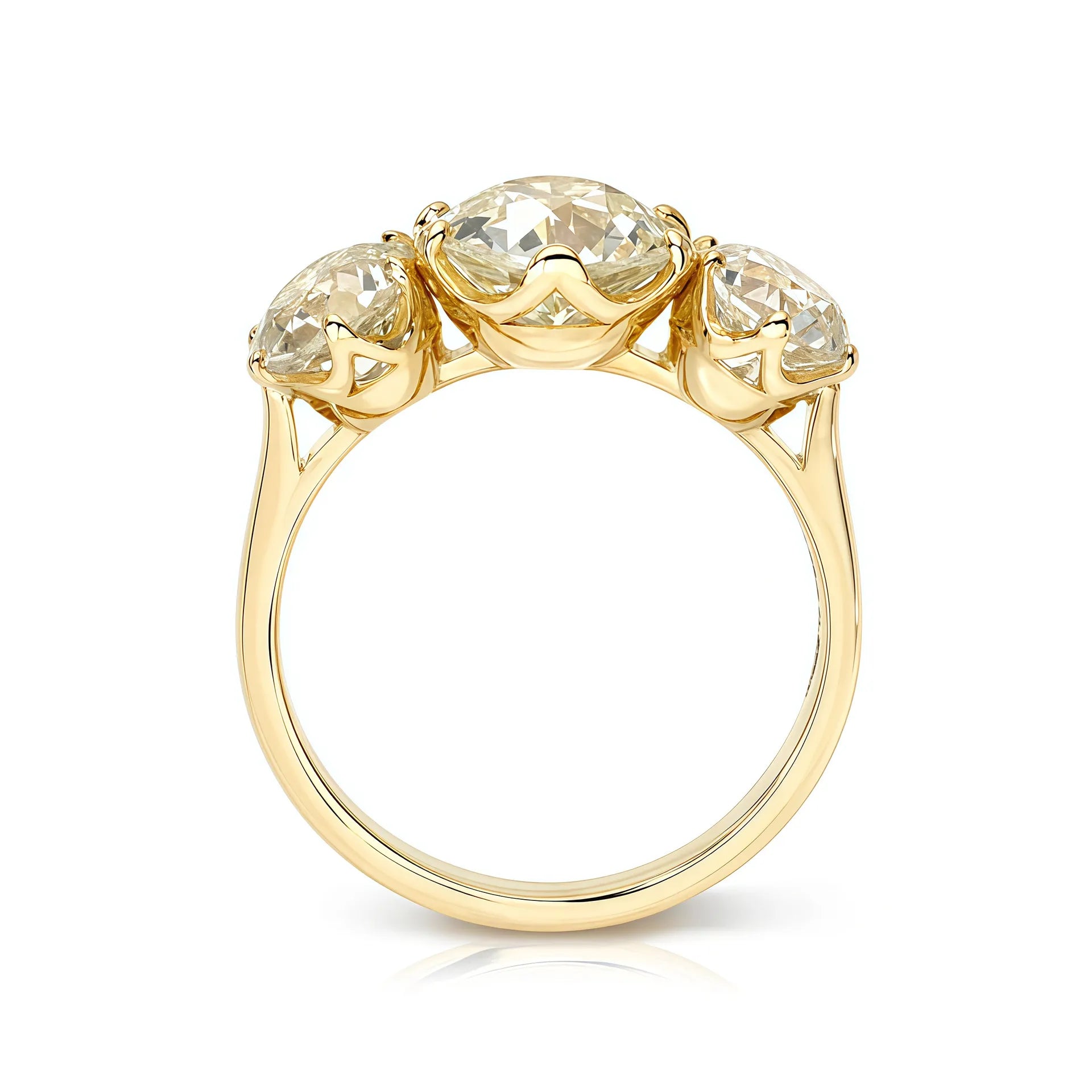 Luxury Three Stone Engagement Ring| 2CT Oval Egg Shape Moissanite| 18K Gold Plated S925 Sterling Silver