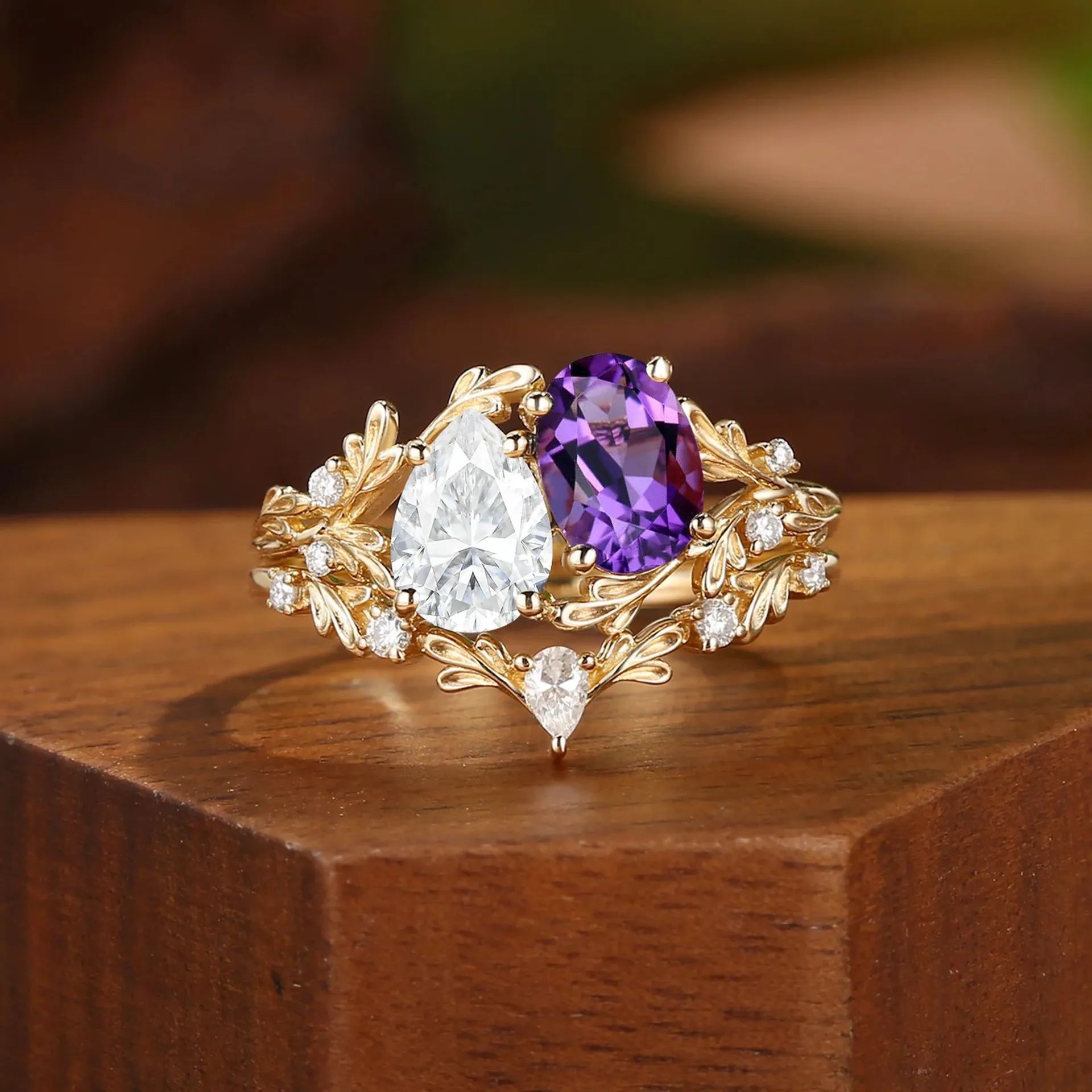 Dainty Floral Stackable Wedding Ring 3 Styles