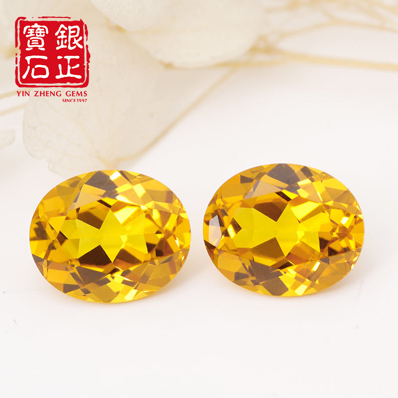 Flame Melted Lab Grown Yellow Sapphire Oval Shape
