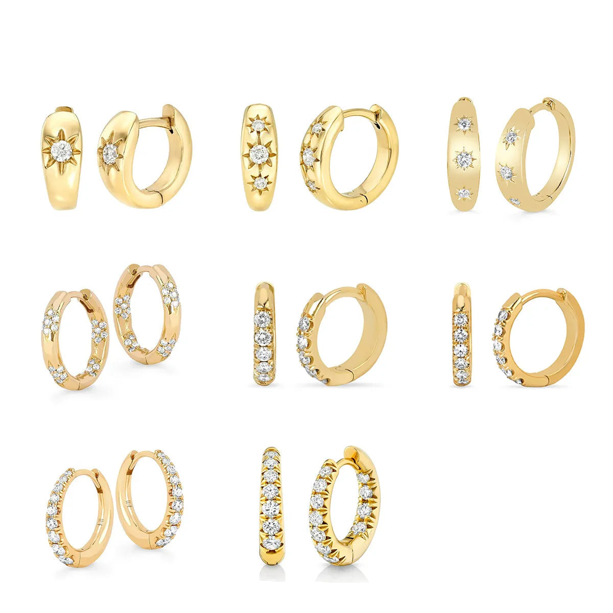 Trendy Dainty Unique Moissanite Studs & Hoop Earrings | 18K Gold Plated S925 Sterling Silver
