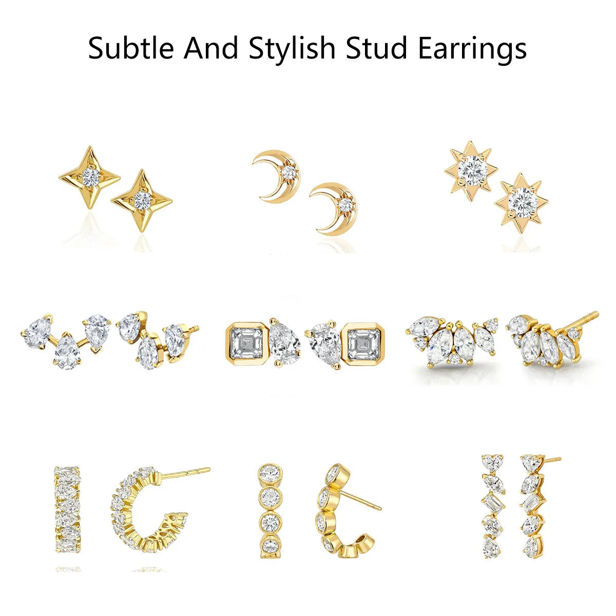 Trendy Unique Design Moissanite Earrings | S925 Silver With 18K Gold Plated