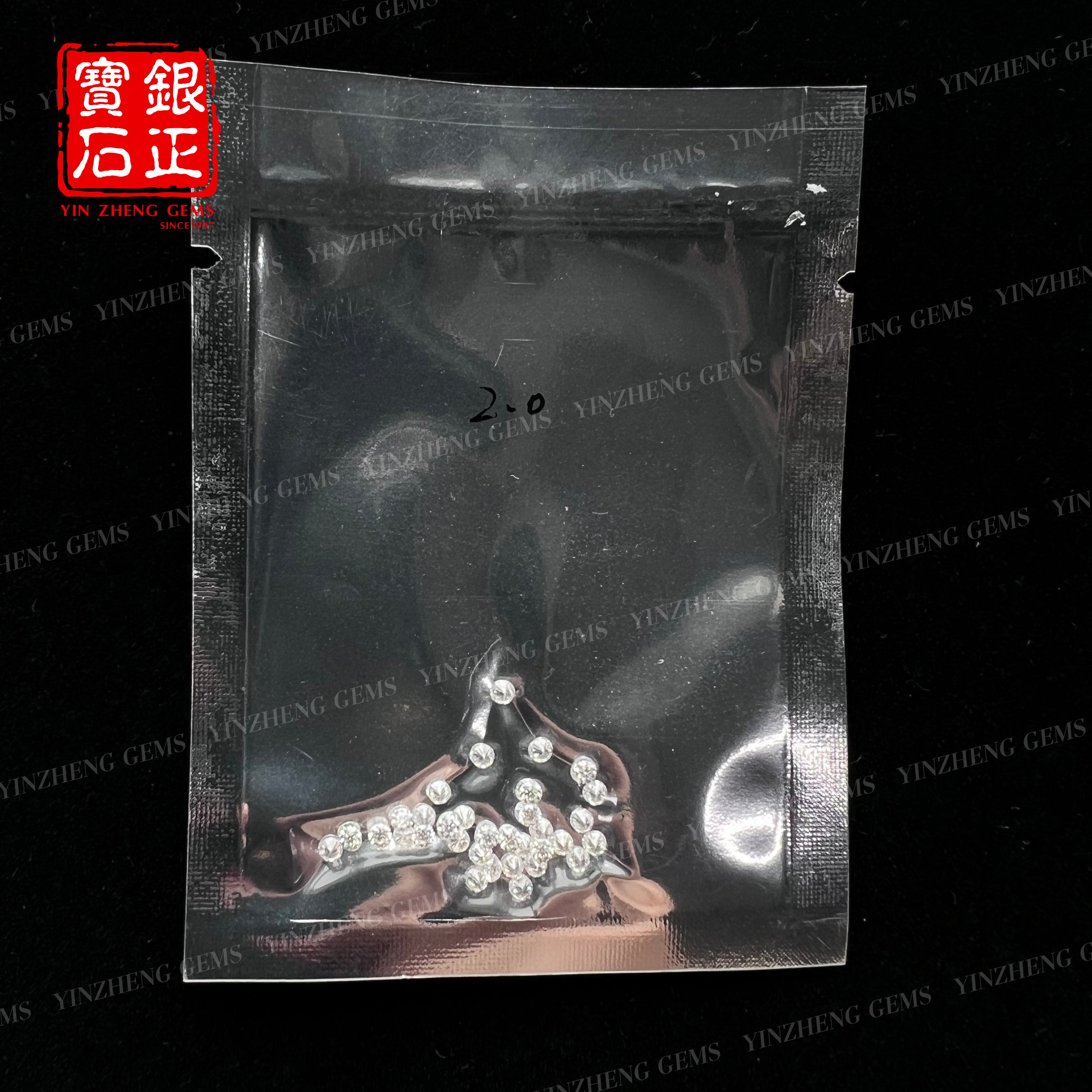 YinZheng 6A Grade Round Shape D Color Small Size Moissanite 0.8-2.9mm 1ct/Pack