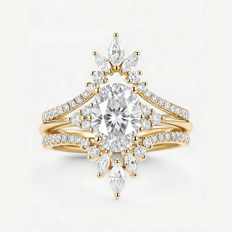 Garden Series - 1.5CT Oval Cut Moissanite Stackable Bridal Ring Set