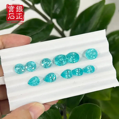 Czochralski Lab Grown Crushed Ice Paraiba Pear Shape