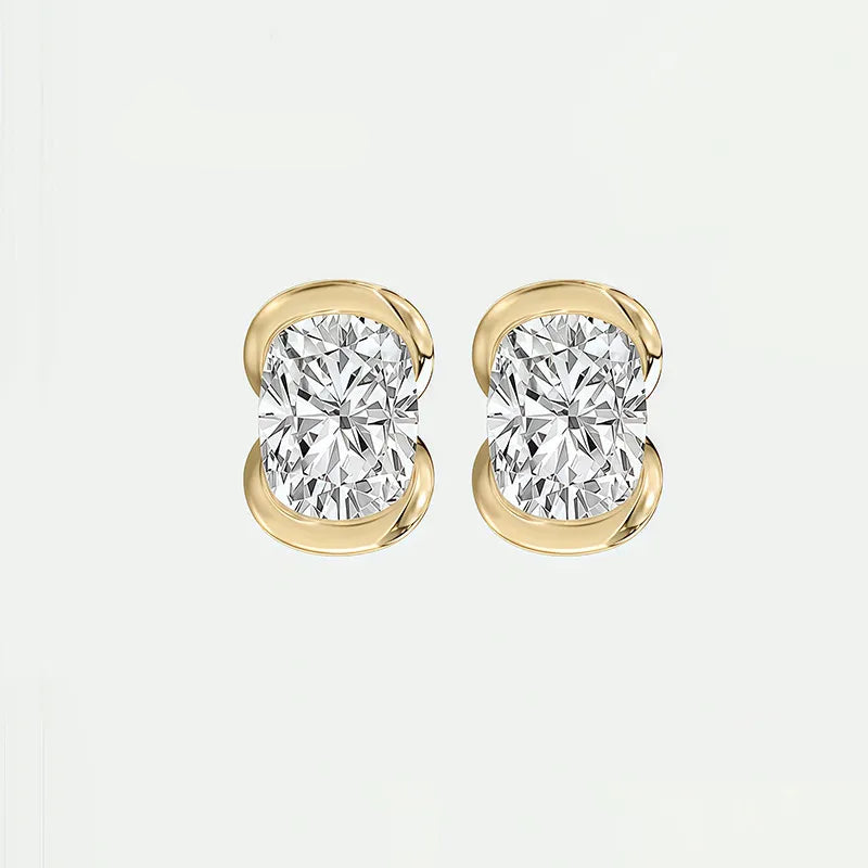 Dainty Versatile 2CT Moissanite Stud Earrings for Women |S925 Sterling Silver With 18K Gold Plated