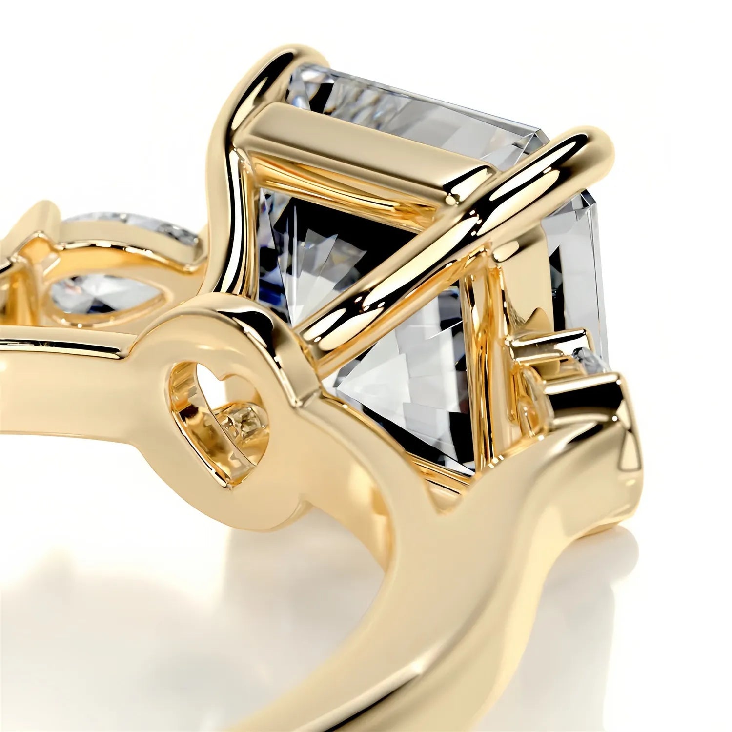 Luxury Large Carat Three Stone Moissanite Wedding Ring