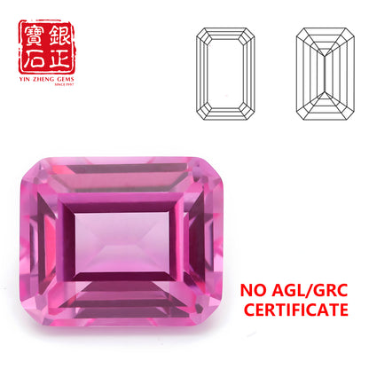 Flame Melted Pink Sapphire Emerald Cut
