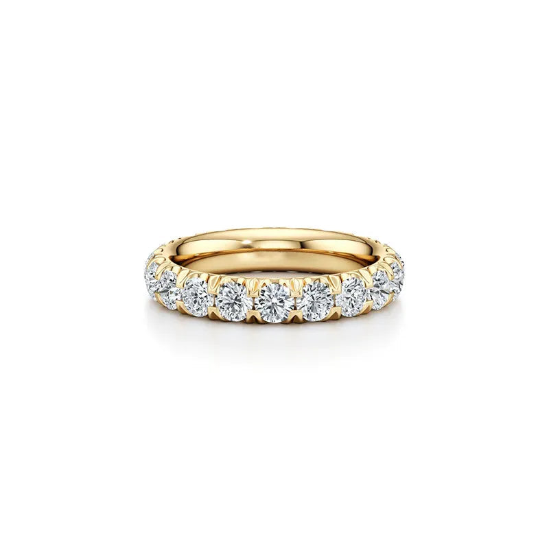 10pt 15pt 30pt 50pt Full Pave Stackable Band Ring|Light Luxury Dainty S925 Sterling Silver Moissanite Ring