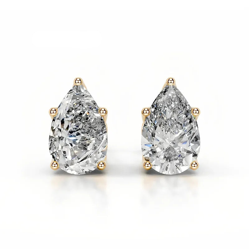 1CT Moissanite Stud Earrings | Tulip Four-Prong S925 Silver 18K Gold Plated