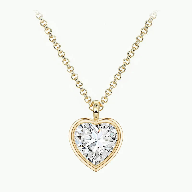 Luxury Dainty 1/2/3CT Full Bezel Moissanite Clavicle Necklace | S925 Silver With 18K Gold Plated