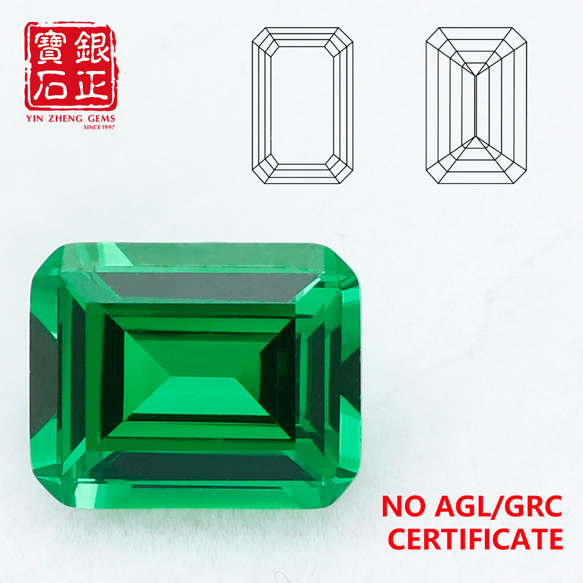Flame Melted Lab Grown Tsavorite Emerald Cut